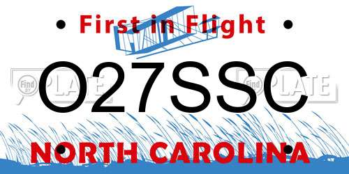 O27SSC North Carolina License Plate