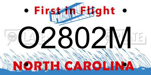 O2802M North Carolina License Plate