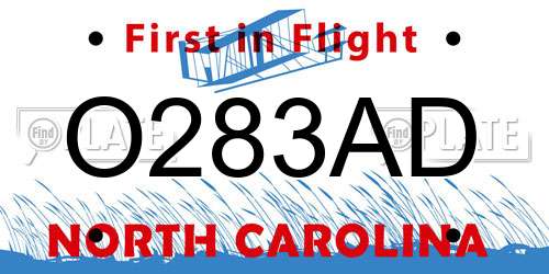 O283AD North Carolina License Plate