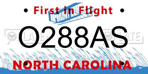 O288AS North Carolina License Plate