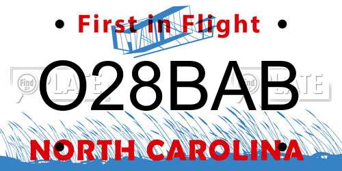 O28BAB North Carolina License Plate