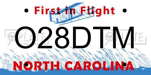 O28DTM North Carolina License Plate