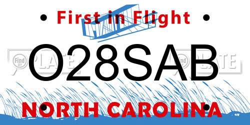 O28SAB North Carolina License Plate