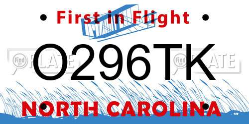 O296TK North Carolina License Plate