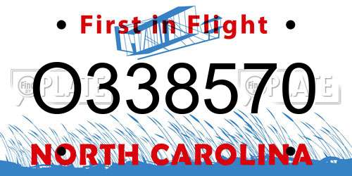 O338570 North Carolina License Plate