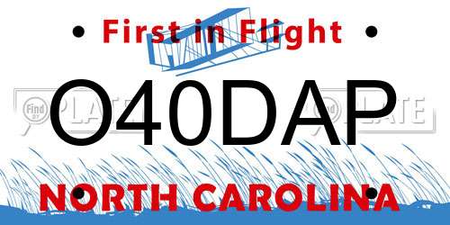 O40DAP North Carolina License Plate