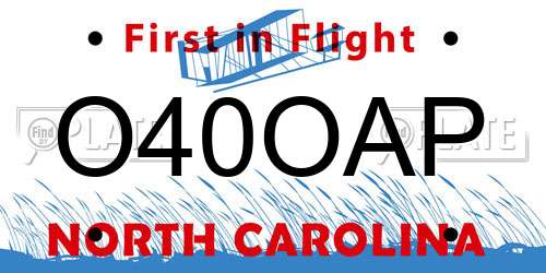 O40OAP North Carolina License Plate