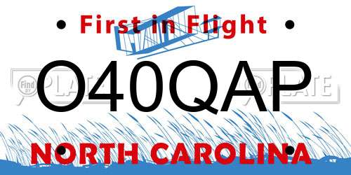 O40QAP North Carolina License Plate