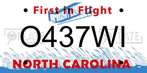 O437WI North Carolina License Plate