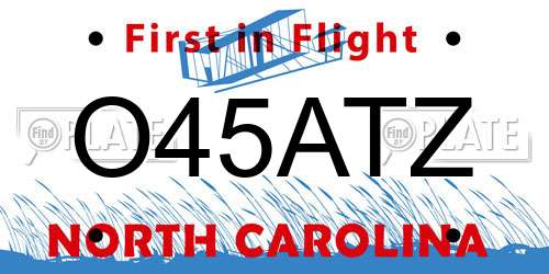 O45ATZ North Carolina License Plate