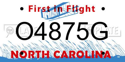 O4875G North Carolina License Plate