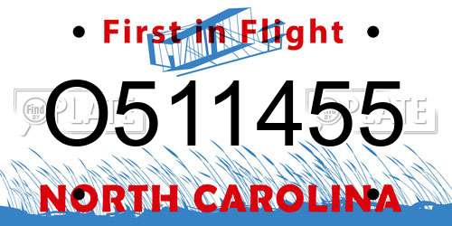 O511455 North Carolina License Plate