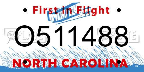 O511488 North Carolina License Plate