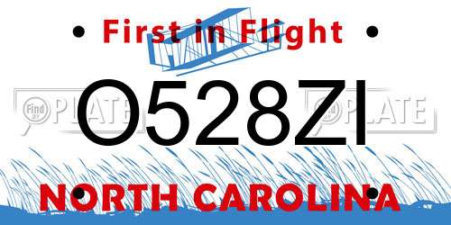 O528ZI North Carolina License Plate