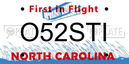 O52STI North Carolina License Plate
