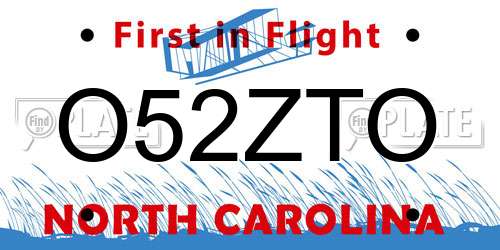 O52ZTO North Carolina License Plate