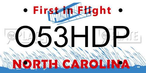 O53HDP North Carolina License Plate