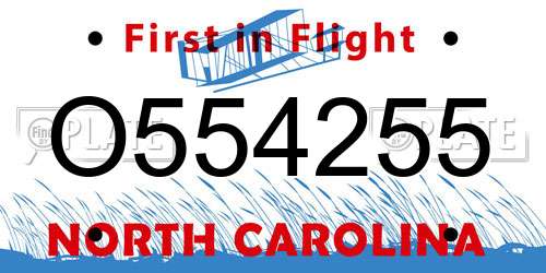 O554255 North Carolina License Plate