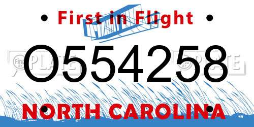 O554258 North Carolina License Plate