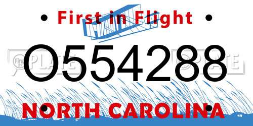 O554288 North Carolina License Plate