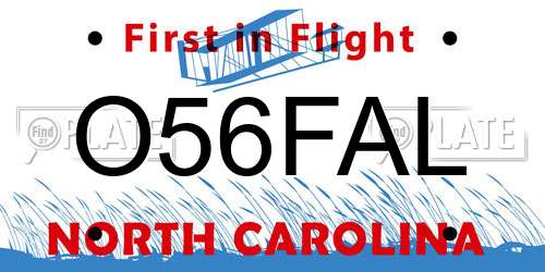 O56FAL North Carolina License Plate