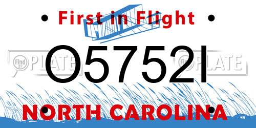 O5752I North Carolina License Plate