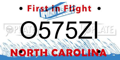 O575ZI North Carolina License Plate