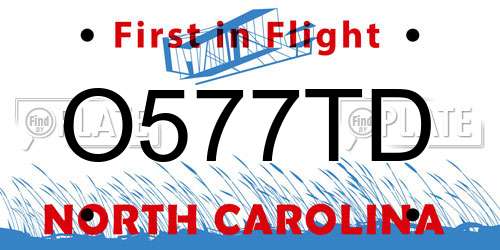 O577TD North Carolina License Plate