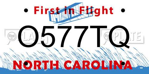 O577TQ North Carolina License Plate