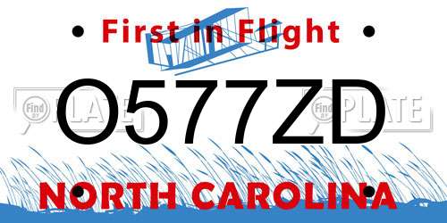 O577ZD North Carolina License Plate