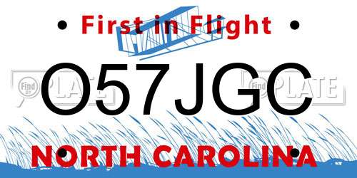 O57JGC North Carolina License Plate