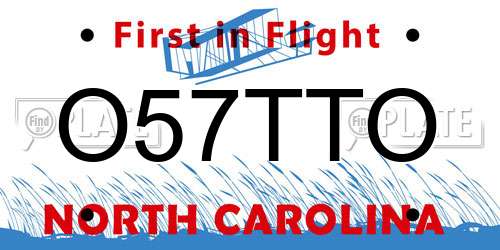 O57TTO North Carolina License Plate