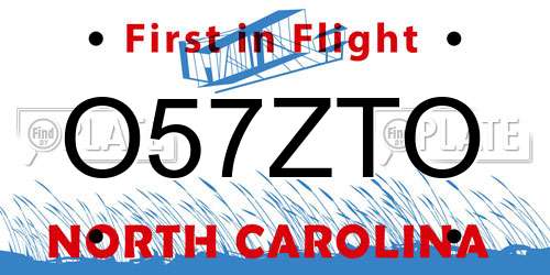 O57ZTO North Carolina License Plate