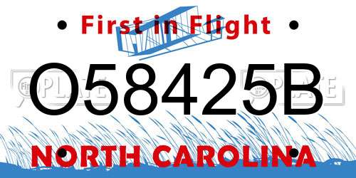 O58425B North Carolina License Plate