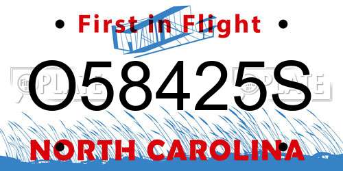 O58425S North Carolina License Plate