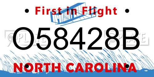 O58428B North Carolina License Plate