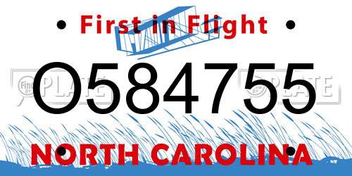 O584755 North Carolina License Plate