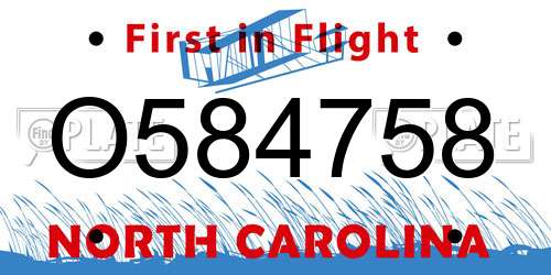 O584758 North Carolina License Plate