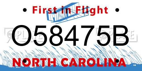 O58475B North Carolina License Plate