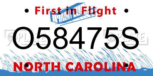 O58475S North Carolina License Plate