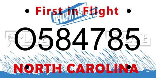 O584785 North Carolina License Plate