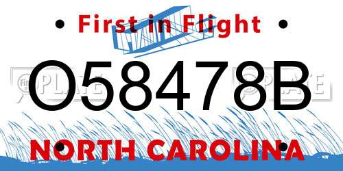 O58478B North Carolina License Plate