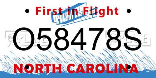 O58478S North Carolina License Plate