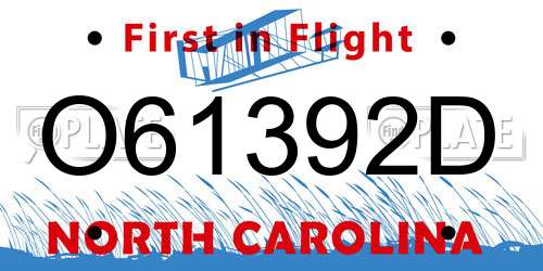 O61392D North Carolina License Plate
