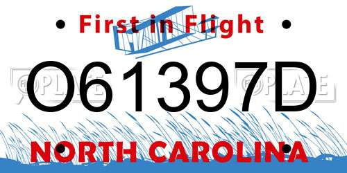 O61397D North Carolina License Plate