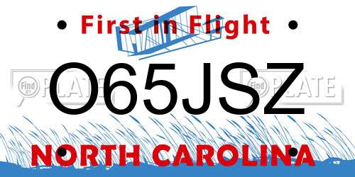O65JSZ North Carolina License Plate