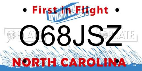 O68JSZ North Carolina License Plate