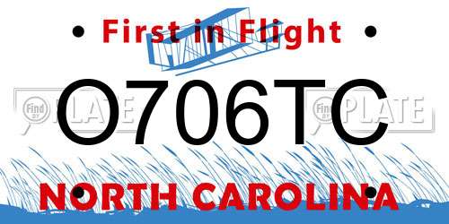 O706TC North Carolina License Plate
