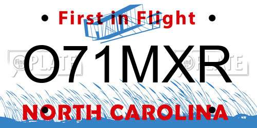 O71MXR North Carolina License Plate