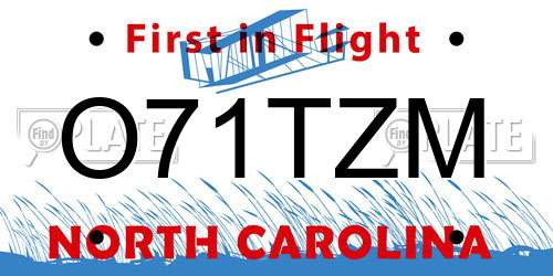 O71TZM North Carolina License Plate